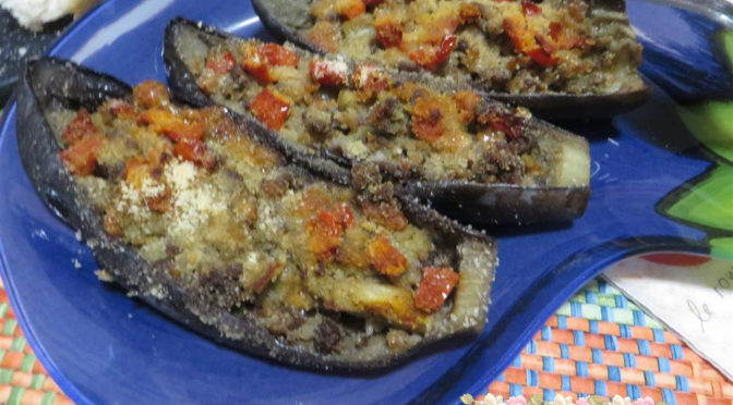 Melanzane ripiene mhamsa e macinato