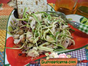 Coniglio in insalata zucchine e pesto