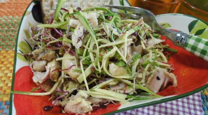 Coniglio in insalata zucchine e pesto