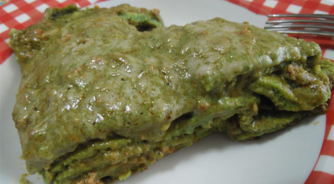 Lasagna con crepes all’ortica cotta in padella