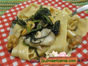 Pappardelle al grano khorasan con agretti e pesce