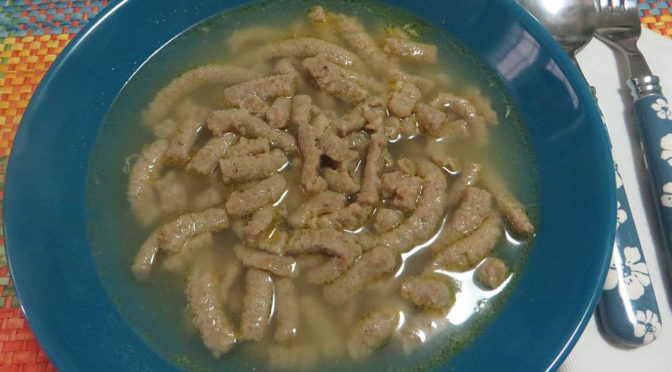 Passatelli in brodo con fegatelli di maiale