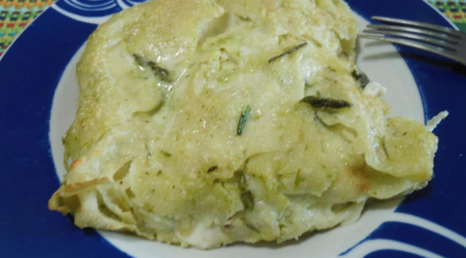 Lasagna agli asparagi e pane carasau